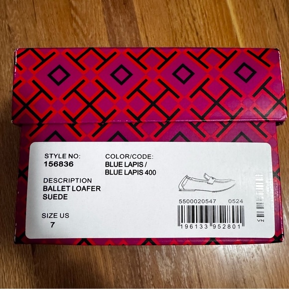 Tory Burch Ballet Loafer Blue Lapis Suede Flats Size 7 NWT - Picture 6 of 11